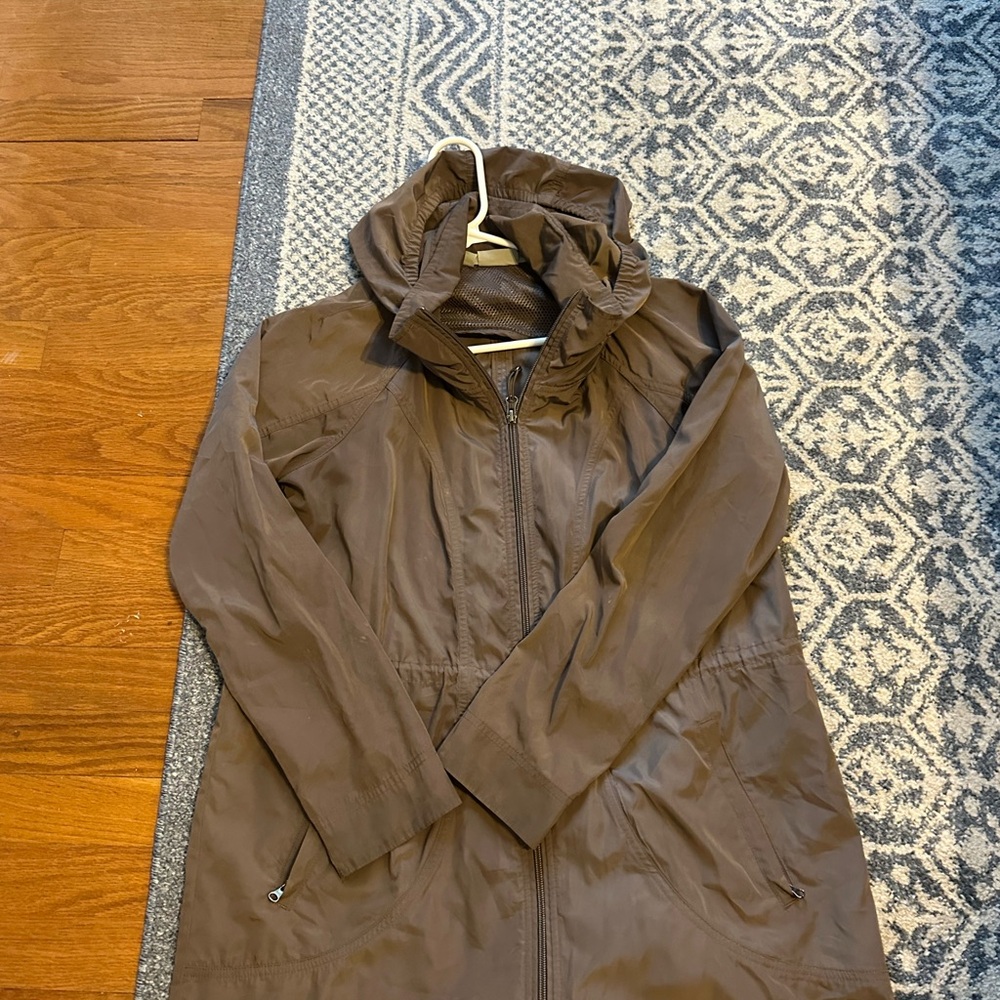 Athleta Brown Hooded Rain Jacket